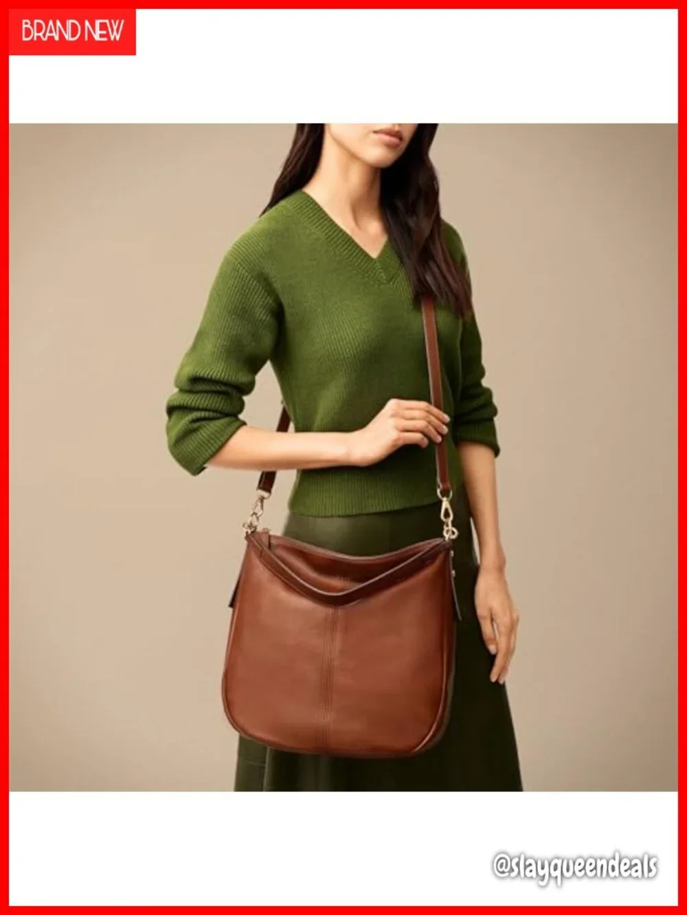 LiteHide Leather Hobo Purse, Adjustable Crossbody Strap, Women's Handbag
